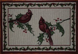 Tapestry Placemat Cardinal Christmas Red Bird Holly Berry Winter 
