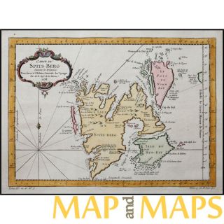 Antique Map of Svalbard Spitsbergen Vestspitsbergen Bellin 1758