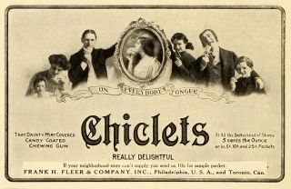   Ad Frank H Fleer & Co Inc Philadelphia Chiclets Mint Candy Chewing Gum