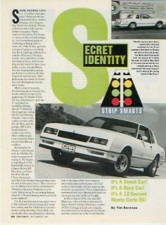 1984 Chevy Monte Carlo SS Secret 12 Second Identity 1991 Original 