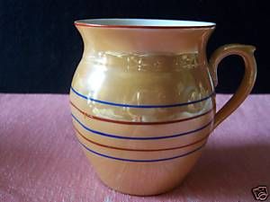 Vtg RKG Made in Czechoslovakia Goldware 4 Hand Painted Stripes 