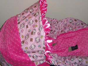 Hello Kitty Baby Infant Car Seat Cover with HOT PINK MINKY Graco