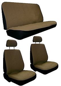 Tan Beige Faux Leather 6 Piece Racing Car Seat Covers