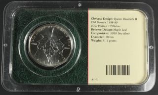 1993 $1 Canadian Maple Leaf 1 oz Silver Bullion .999 Fine Silver 