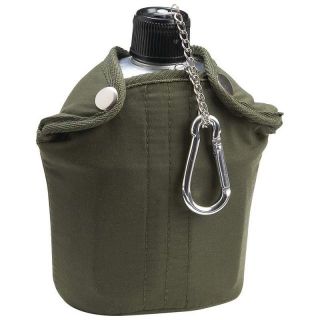 New 32oz Aluminum Canteen Army Green Cover Cup Clip Camping Survival 