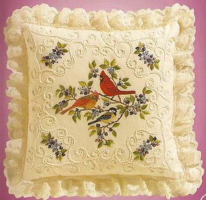    Janlynn Cardinal Birds Blueberries Candlewicking Embroidery Kit NIP