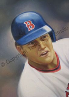 Carlton Fisk Boston Red Sox Original Baseball Oil Painting on Canvas 