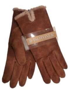 Womens Carmel Brown Suede Isotoner Microluxe Gloves