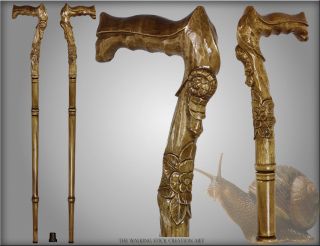   Art Natural Handle Wood Carved Crafted Walking Stick Cane Staff