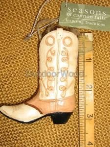 Cannon Falls Brown Creme Western Boots Cowboy Boot Ornament