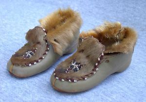 Antique Caribou Moccasin Beadwork Canada Child Eskimo