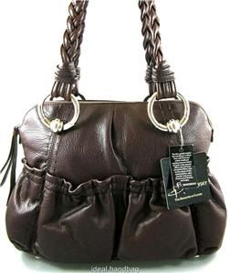 nwt b makowsky caroline $ 268 brown leather bag satchel
