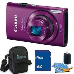 Canon PowerShot ELPH 310 HS 12MP Purple Digital Camera 4GB Bundle
