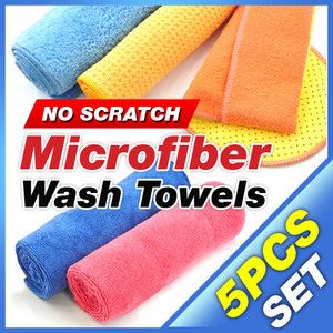 5P Microfiber Auto Car Wash Towels Glass Cleaning Cloth Waxing Buffing 