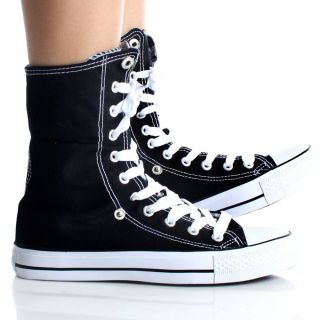 Womens High Top Sneakers Canvas Skate Shoes White Plaid Lace Up Boots 