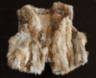 100 Genuine Real Short Rabbit Fur Vest gilet Sleeveless Waistcoat Coat 