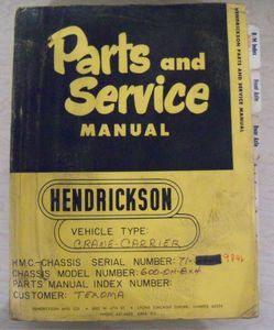 Hendrickson Crane Carrier Parts Service Manual PC57