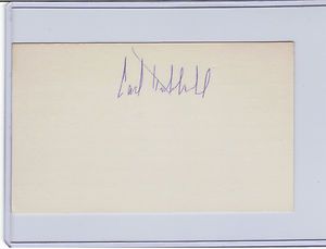 CARL HUBBELL AUTOGRAPHED BASEBALL HOF INDEX CARD DECEASED RARE