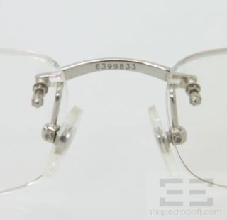 Cartier Beige Silver Rectangular Frame Rimless Eyeglasses