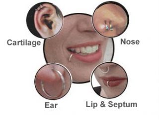 Fake Lip Ear Nose Cartilage Septum Ring Hoop 5 16 16g