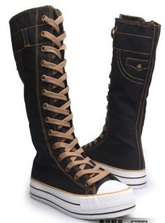 New Women Punk Emo Rock Boots Shoe Sneaker Knee High SSX 01