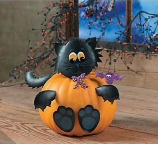 Cute Cat Pumpkin Poke Ins Halloween Porch Outdoor Decorations New 