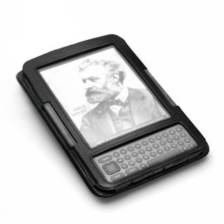 Leather Cover Case for  Kindle 3 Keyboard WIFI 3G Black