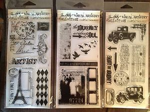 Tim Holtz Visual Artistry 3 pack stamp lot French Market Journey Lost 