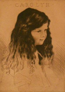 20c Portrait of Young Girl Engraving Print