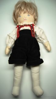 Adorable DOLLS BY PAULINE 1984 Cloth BOY DOLL 15 w/ Painted Face 