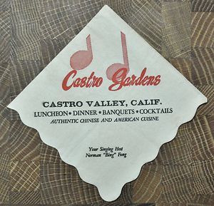 Castro Gardens Castro Valley CA Bar Cocktail Napkin