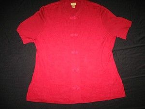 Caslon womens 2x silk asian style top dressy christmas holidays red 
