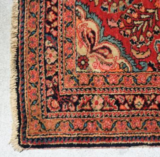 Antique Persian Carpet Flowers Old Hand Made Royal Red SAROUK Oriental 