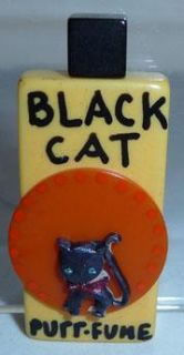   Perfume Bottle Display Pin Charm Necklace Halloween Black Cat