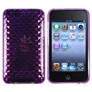 Gel Rubber Skin Cover Case for iPod Touch 2nd 3rd 2 3 Gen Clear Purple 