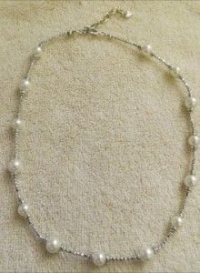 Carolee Pearl Silver Bead Necklace 17 19