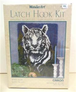 caron wonderart latch hook kit white tiger size 24 x 34 new in box 