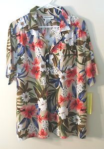 Womens Cathy Daniels Multicolor Floral S/S B/F Blouse/Camp Shirt, 3X 