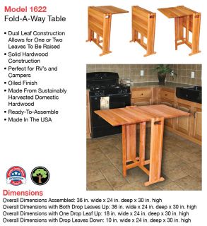 Catskill Craftsmen Fold A Way Hardwood Butcher Block Kitchen Table 