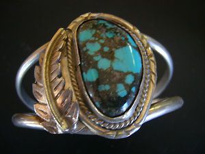Stunning Turquoise Sterling 6 1 2 Bracelet 34 7 Grams