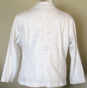 Susan Graver Stretch Twill Jacket with Cutout Detail Shell White 2X 