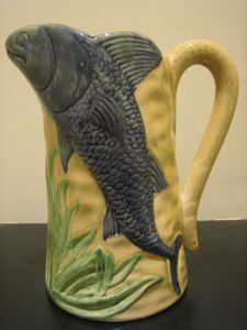 Vintage Handpainted Cassis Co Fish Pitcher Jug France