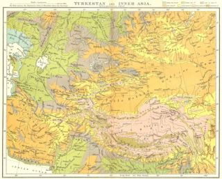 Central Asia Turkestan Inner c1885 Map