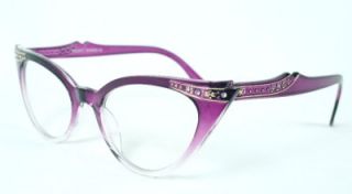   Lenses Purple Gradient Frame Cat Eye Womens Eyeglasses Stones