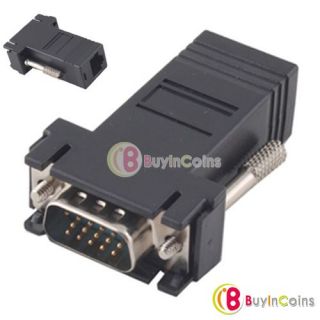 VGA Extender Male to LAN CAT5 Cat6 RJ45 Network Cable Female Adapter 