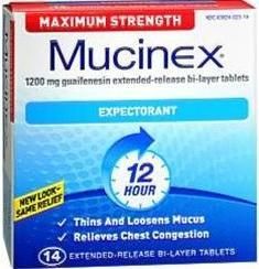 0412 Mucinex Maximum Strength Expectorant 14 tabs 1200mg Pack of 3