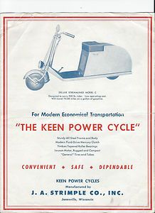 RARE KEEN POWER CYCLE CUSHMAN STYLE MOTORCYCLE JANESVILLE BROCHURE 
