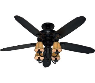 Hunter 22720 Cortland Black 54 Ceiling Fan w/ Light & Pull Chains