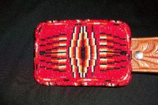 Dead Pawn Native American Made Bead Work Belt Buckle