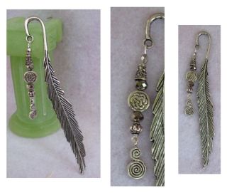Silver Feather Celtic Spiral Charm Beaded Hair Stick New Shawl Pin 